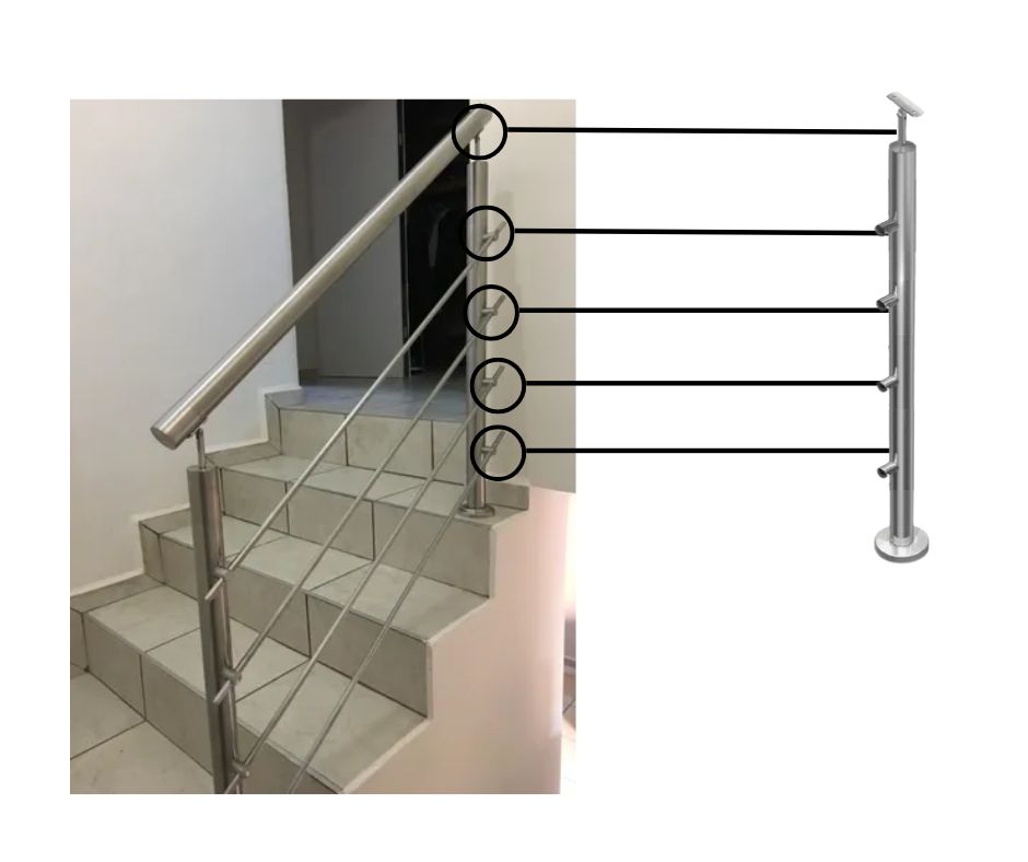 Poste armado con 4 conectores para tubo de 1/2"