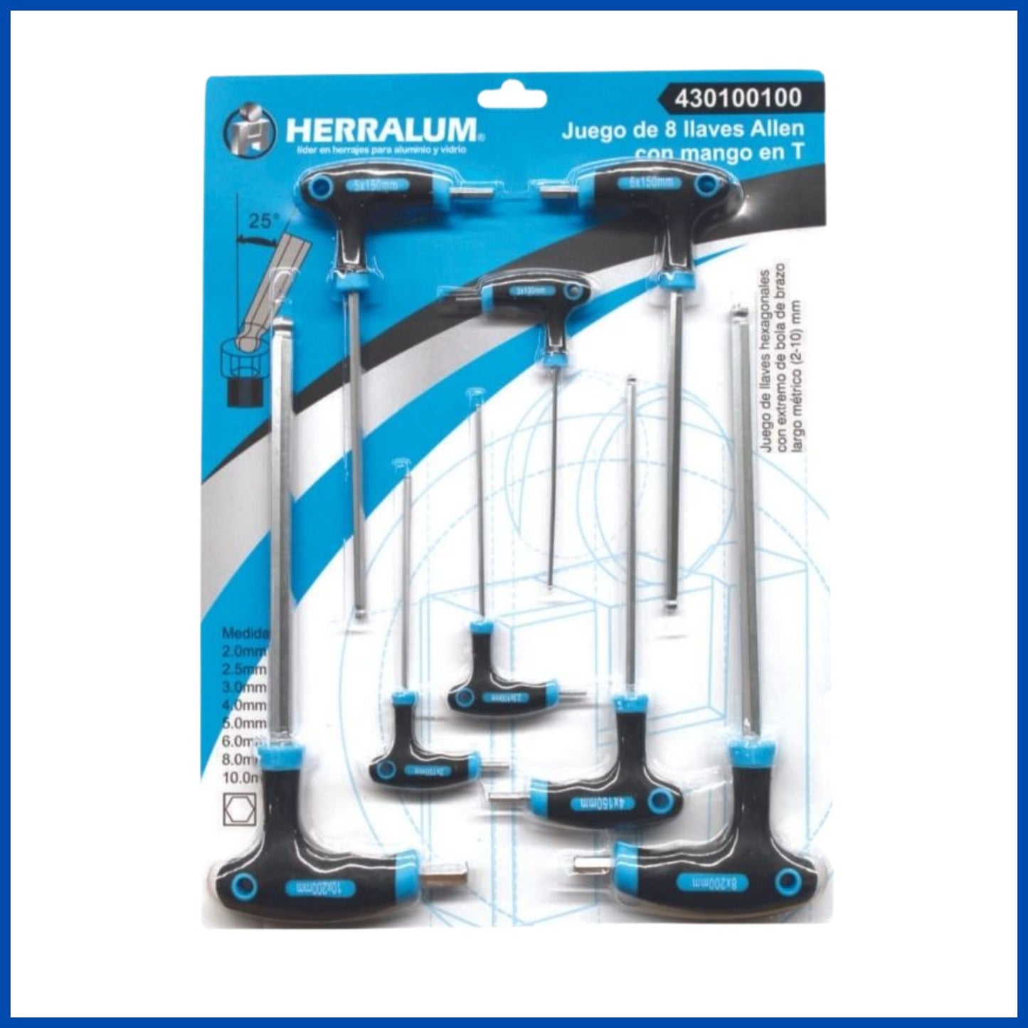 Juego de llaves allen con mango en "T"