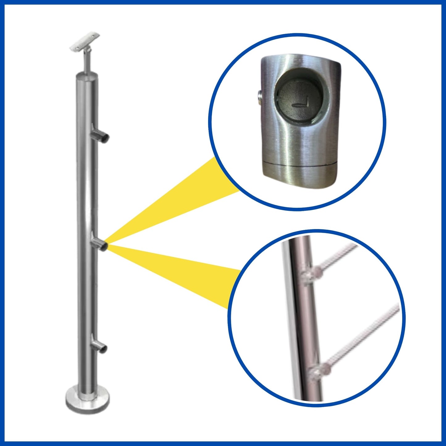 Poste 3 conectores para tubo de 1/2"izquierdo