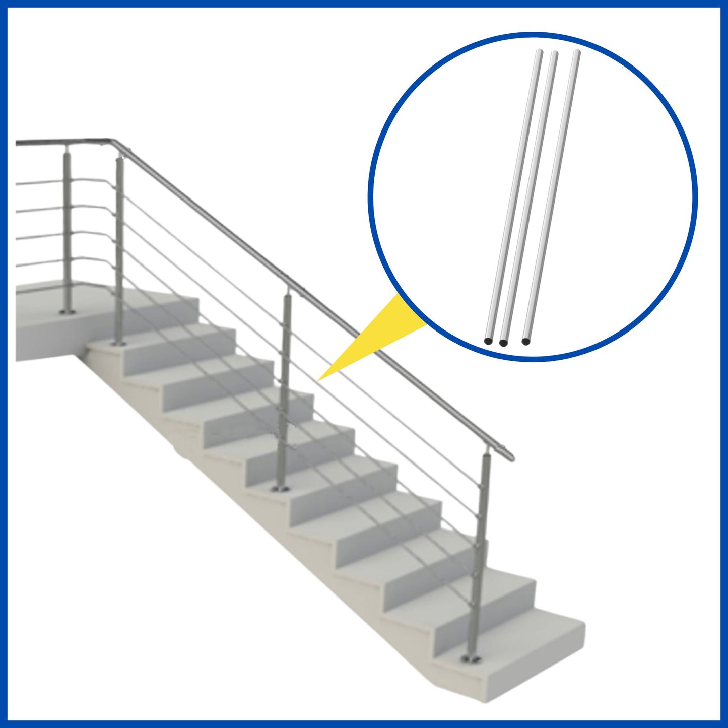 Tubo de 1/2" para barandal de varilla || acero inoxidable