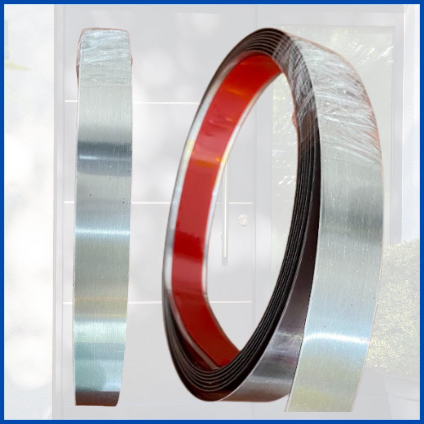 Cinta adhesiva decorativa para puertas y/o ventanas acero Inox (Multiusos)