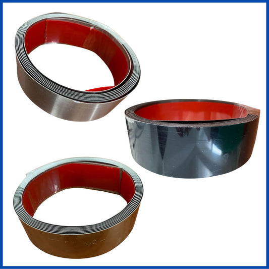 Cinta adhesiva decorativa para puertas y/o ventanas acero Inox 40mm. (Multiusos)