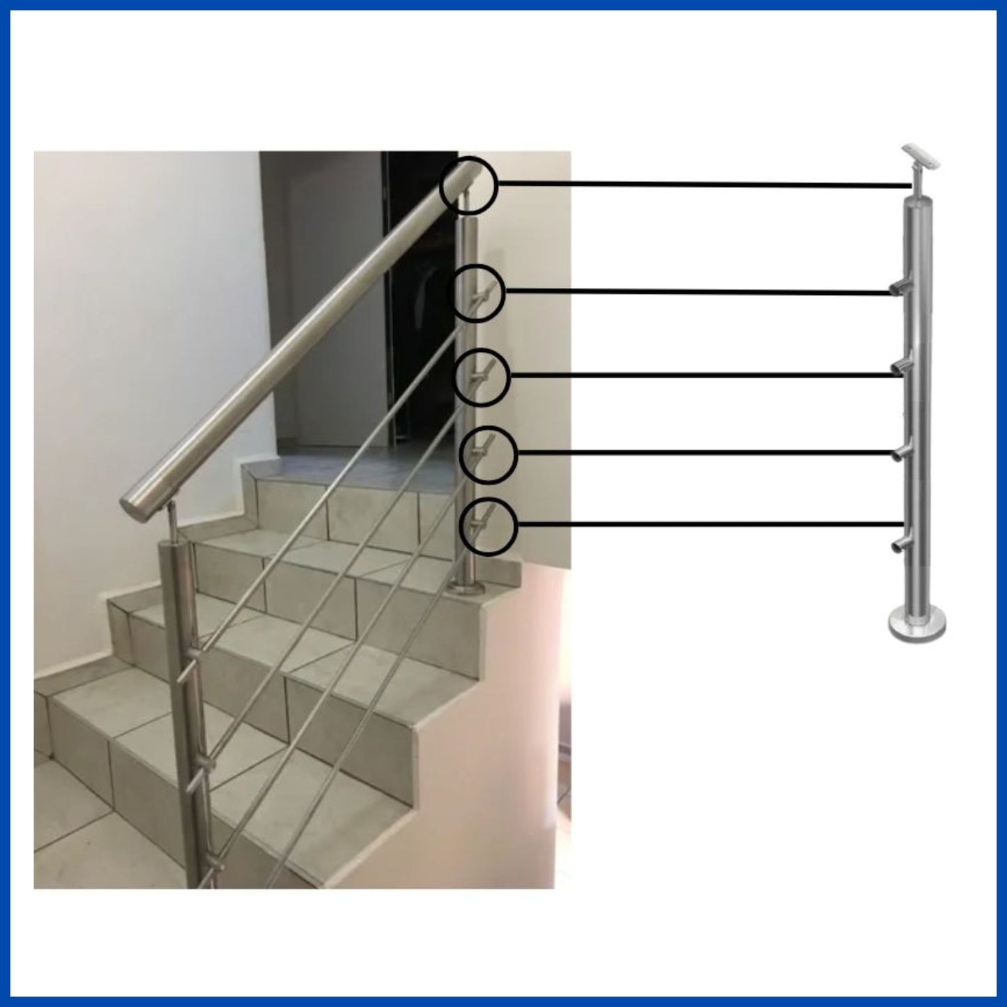 Poste 4 conectores para tubo de 1/2" izquierdo