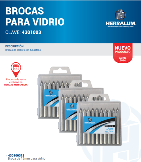 Brocas para Vidrio 12mm.