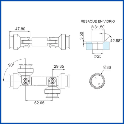 Conector Irapuato vidrio a vidrio