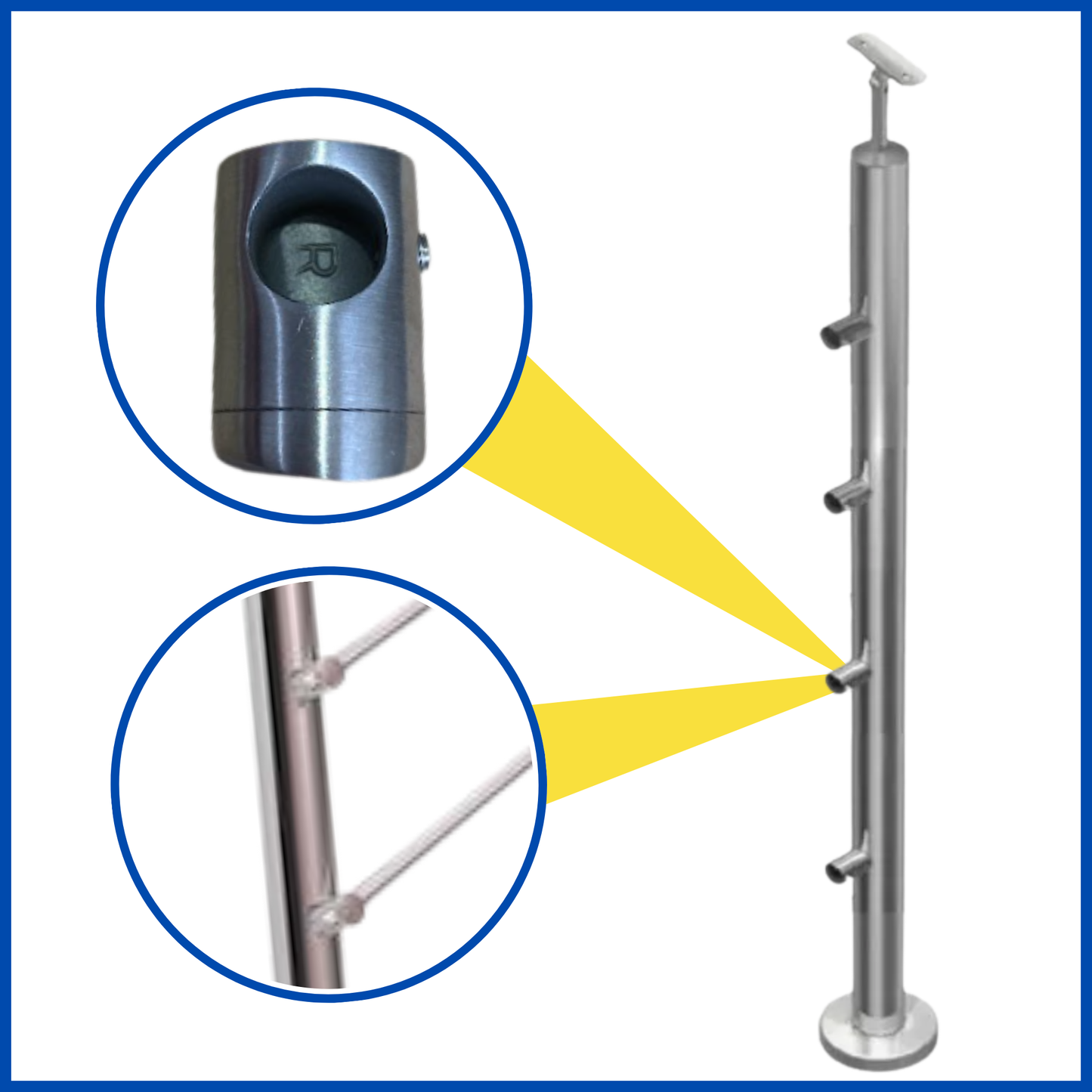 Poste 4 conectores para tubo de 1/2" derecho