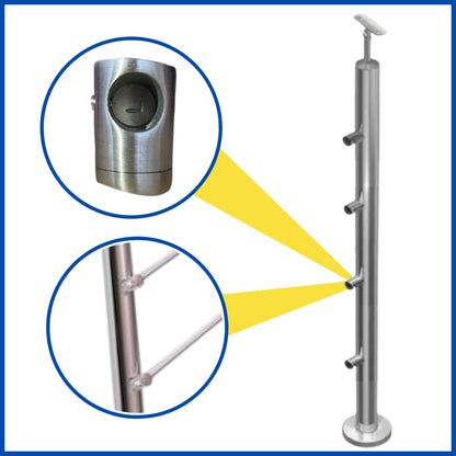 Poste 4 conectores para tubo de 1/2" izquierdo