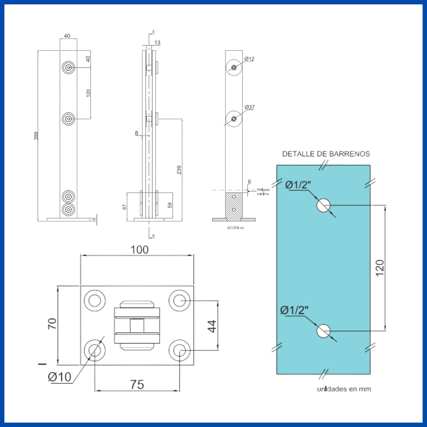 Poste de placa solida