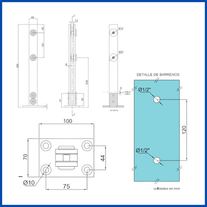 Poste de placa solida